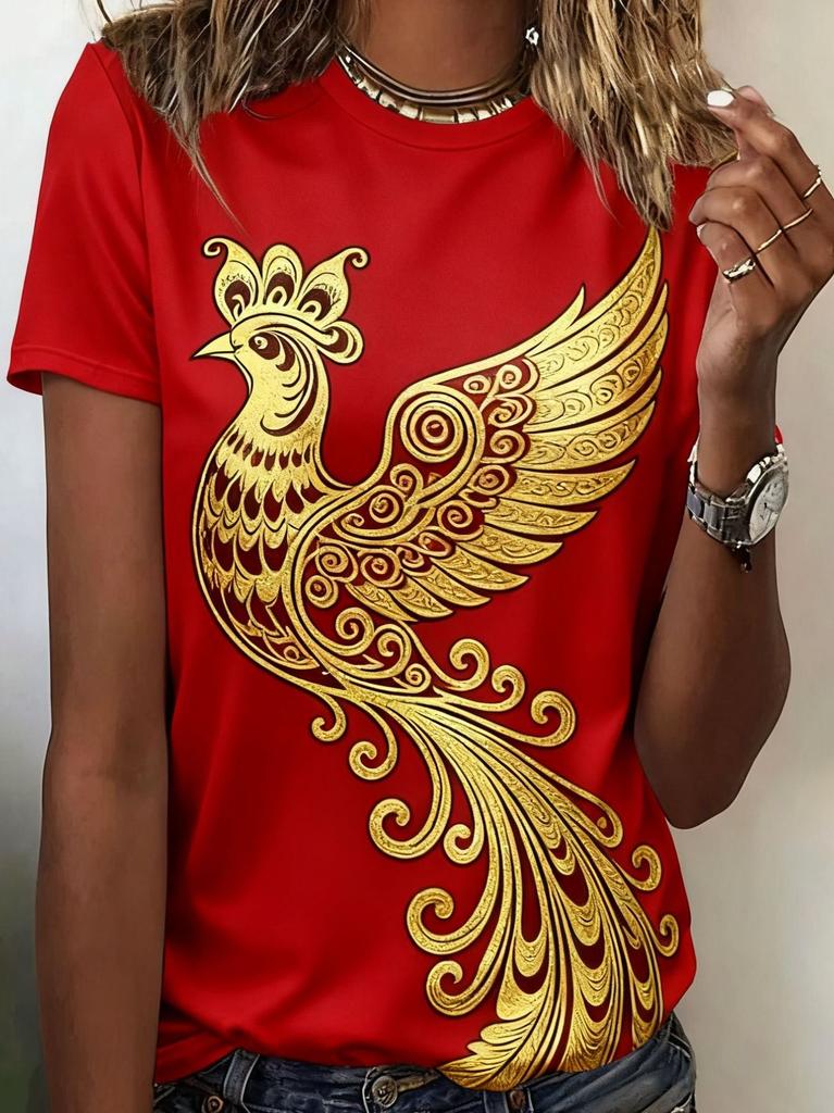 Summer Ethnic Floral 3D Print T-Shirts Women's Streetwear Round Neck Short Sleeve T Shirt Tees Harajuku Y2K Tops Female Clothing