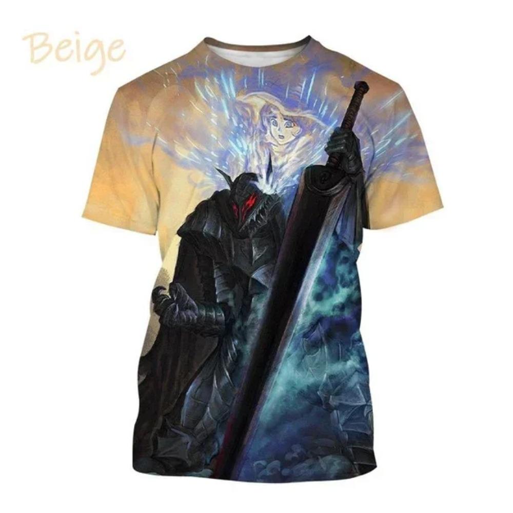 Anime Berserker 3D Printing  Anime Casual Street Style Hip Hop Short Sleeve Man