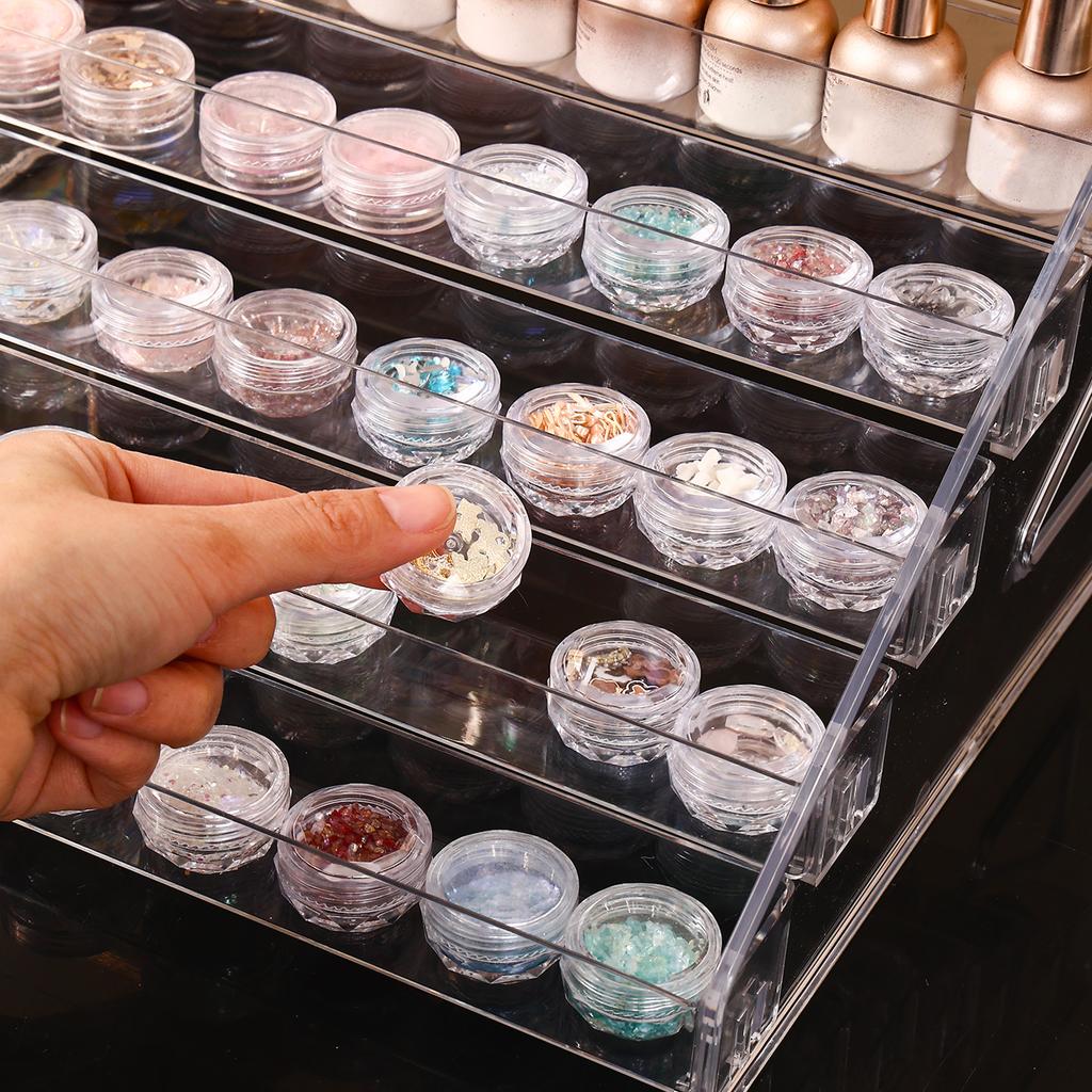 1pc Transparent Vertical Buckle Nail Polish Display Stand Stepped Acrylic Perfume Lipstick Nail Polish Gel Nail Polish Finisher