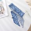 Summer French Retro Blue Tied Hair Small Floral Long Silk Scarf Headband Braided Hair Chiffon Thin Ribbon Scarf
