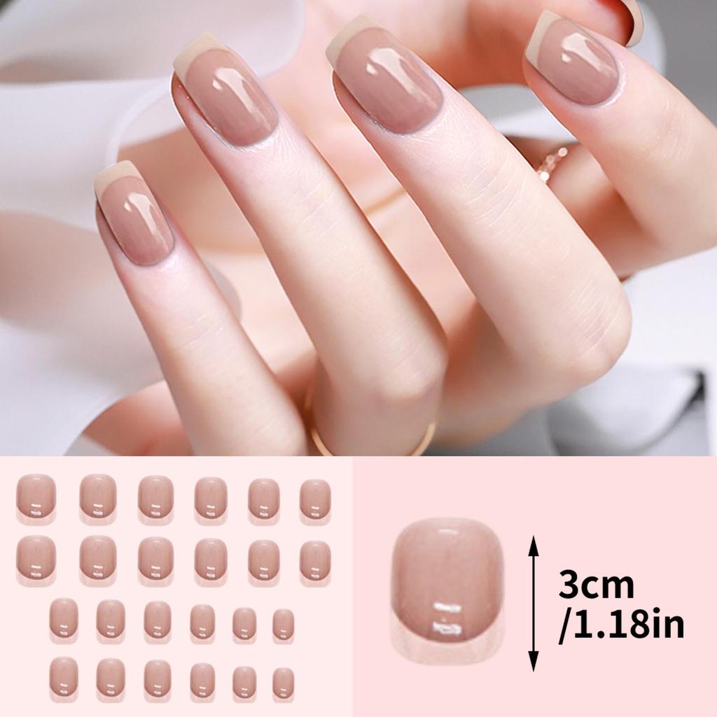 24pcs Nail Pieces Wearable Nails Ice Transparent False Nails 5ml
