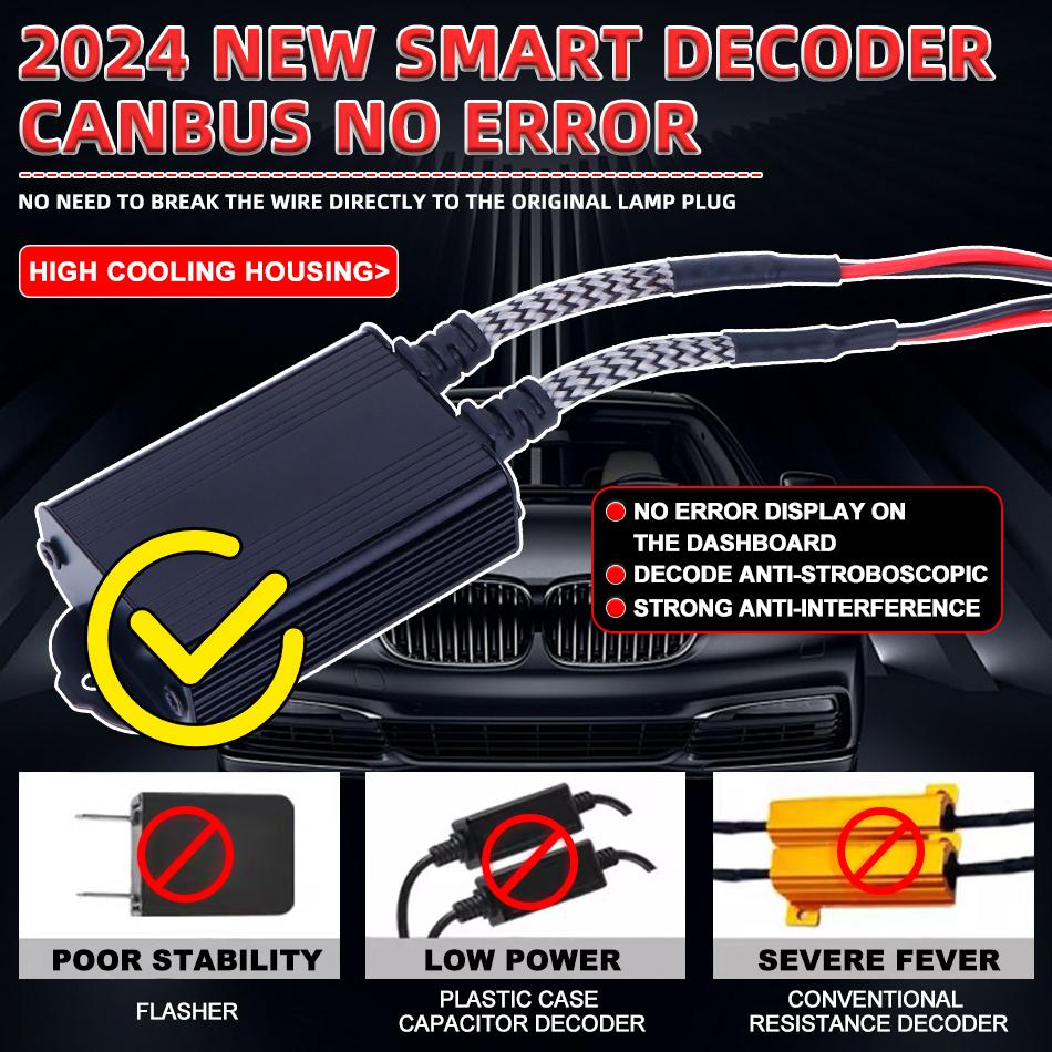 2PCS Canbus Decoder LED H7 Error Free Turbo Anti-Flicker Error Canceller EMC External Driver Mini CANBUS Plug and Play 12V 24V
