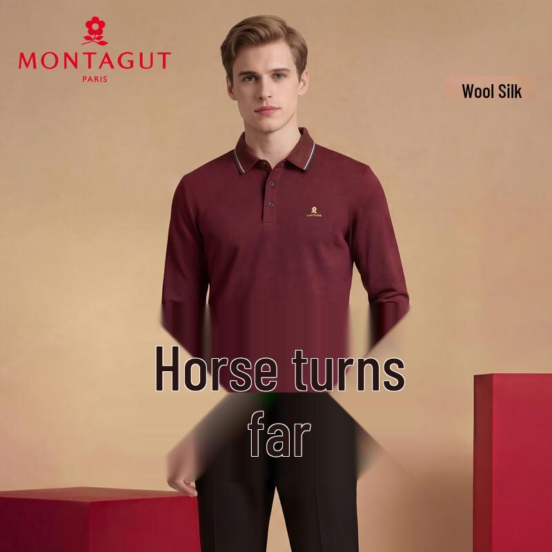 MONTAGUT Men s Merino Wool & Silk Blend Warm Polo Shirt 52