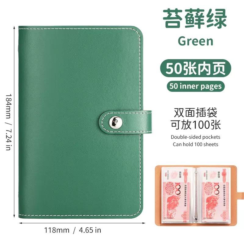1 Banknote Storage Book Made of PU Material, Can Hold 100 Banknotes, with Banknote Photos, Stamps, Bank Card Storage Book