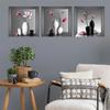 Self Adhesive Plant Pattern Wall Sticker Plants Flower Decals for 3 Pcs/Set Bedroom