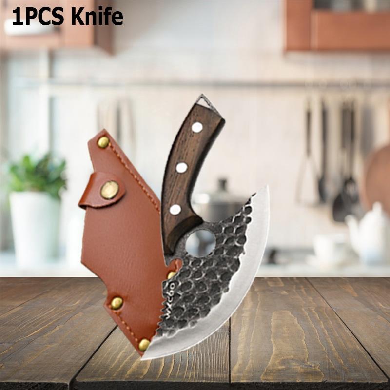 WXCOO Handmade Forged Butcher Knife with Cover Thick Blade Kitchen Knife Meat Cutting Powerful Chopping Meat Bone BBQ Lamb