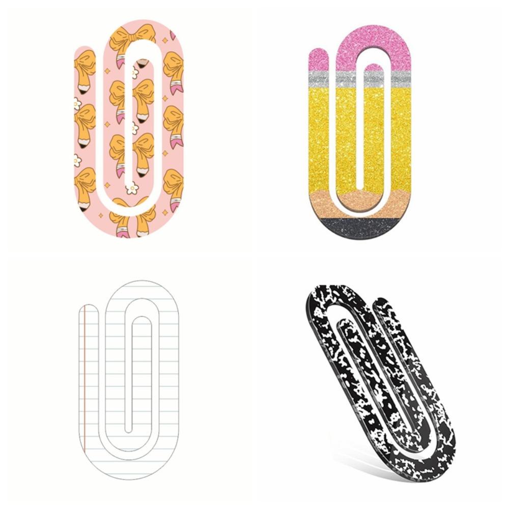 4pcs Classroom Theme Paperclip Bookmark Acrylic Notebooks Paper Clips  Note Decor