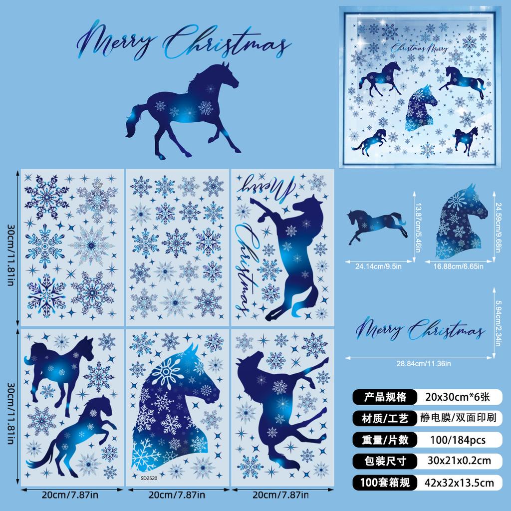 Christmas Window Stickers White Snowflake Elk Holiday Window Glass Door Decoration Stickers