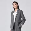 Toluoman Women's Grey Relaxed Fit Suit & Wide-Leg Pants Set