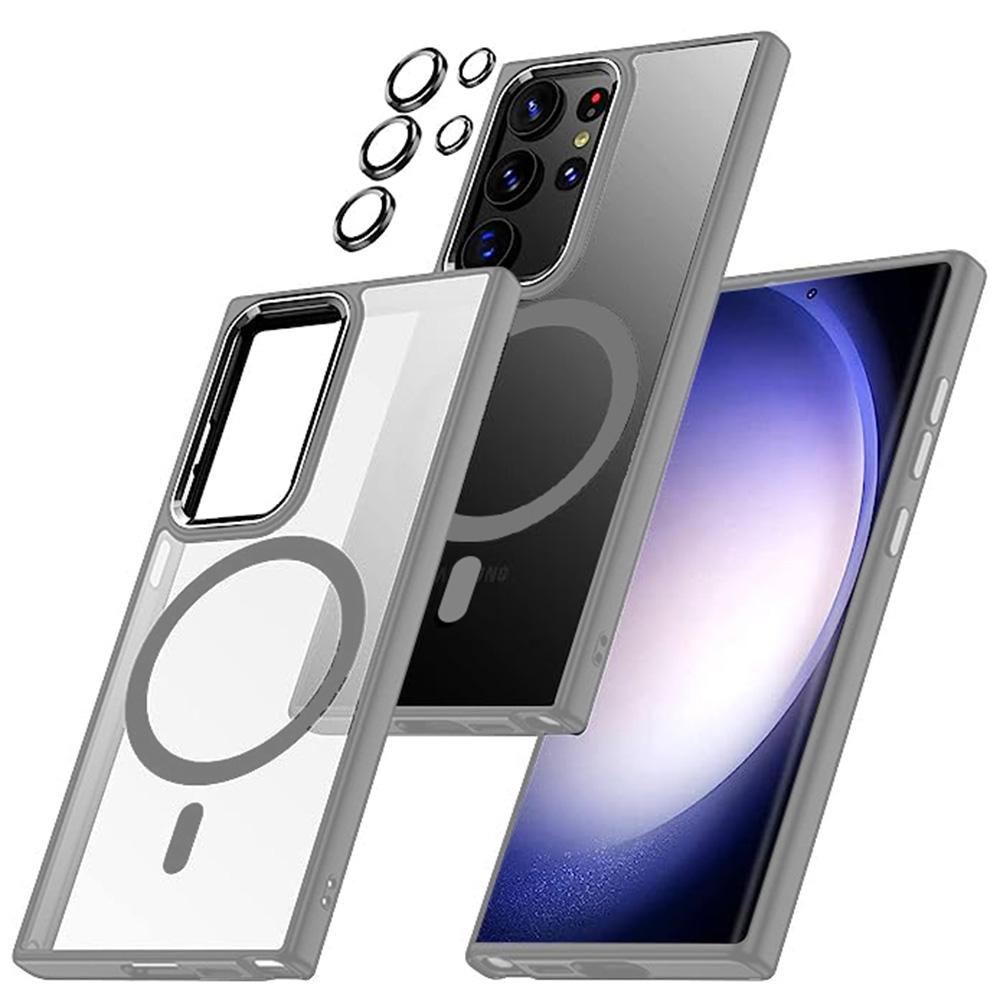 

For Samsung Galaxy S25 Ultra Case Compatible with MagSafe Acrylic Back TPU Frame Clear Phone Cover Titanium Grey
