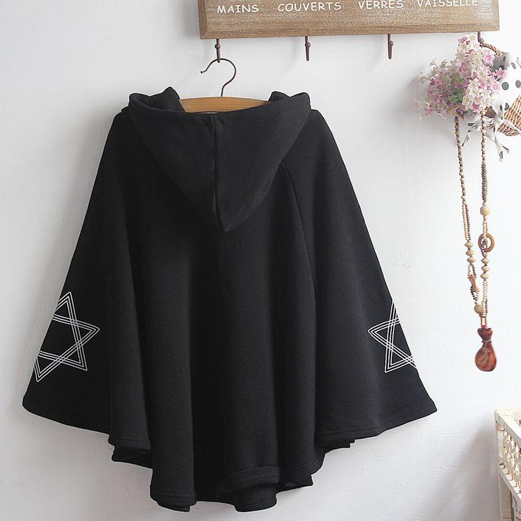 Plus Size Japanese Cute Hoodies for Women Print Hooded Sweatshirt Preppy Style Loose Cloak Y2k Tops Autumn Coats Female