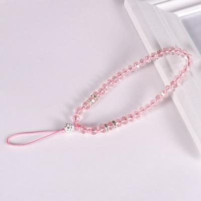 Crystal Beads Phone Short Lanyard Solid Color Girls' DIY Drop-Resistant Halter Lanyard Flat Beads