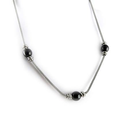 [K9372] - Silver-black 'Choréographie' Steel Chain 50 Cm 9 Mm