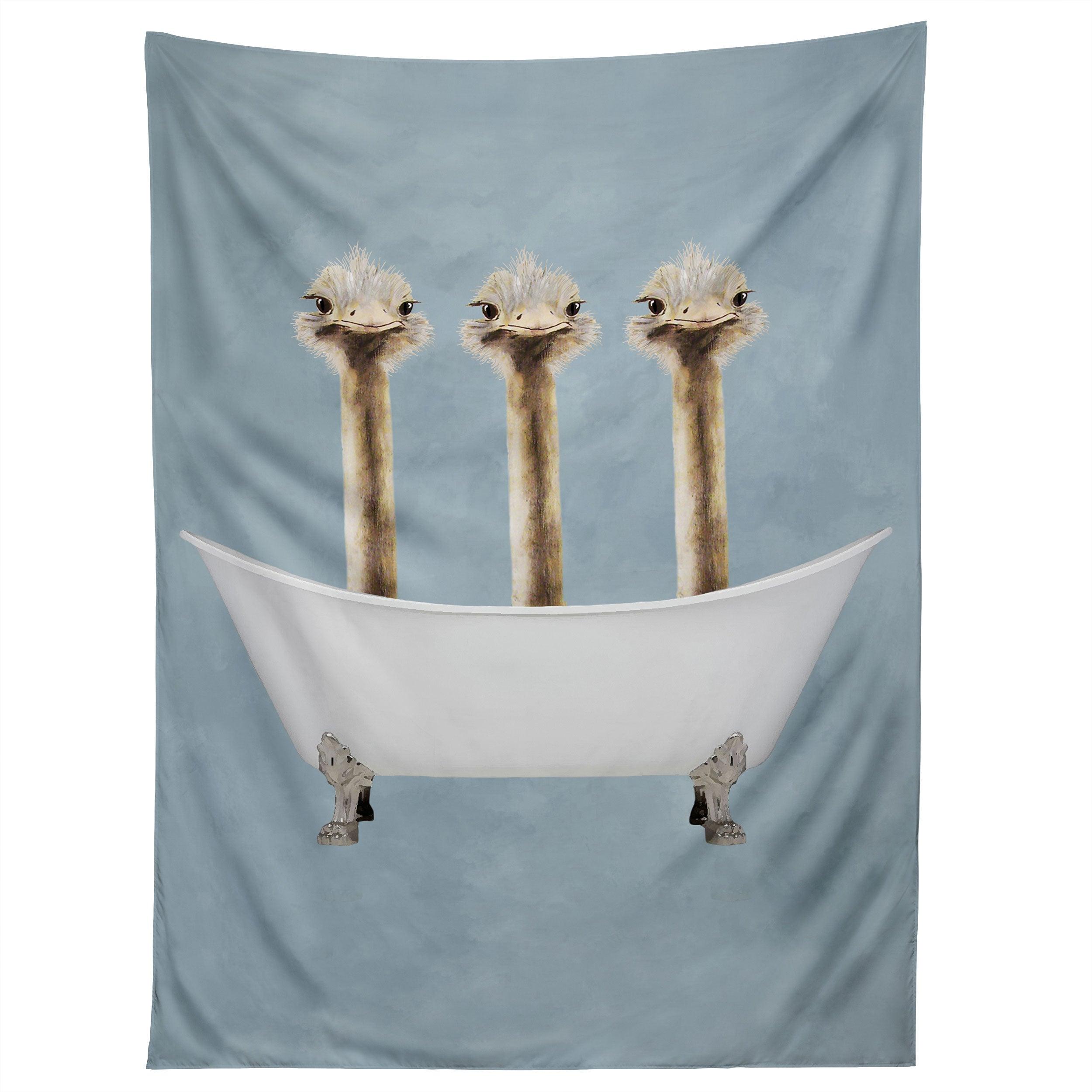 OSTRICHES IN BATHTUB tapestry 75x100