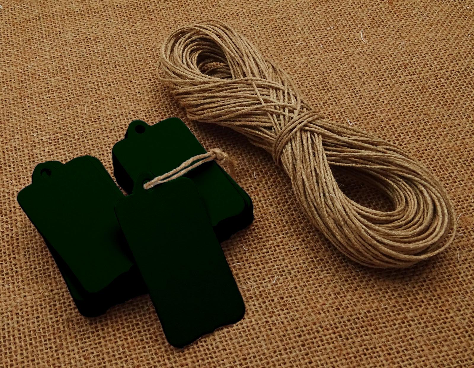 

100 шт. Бонбоньєрки прямокутної форми Весільні ярлики Подарунок із безкоштовним натуральним джутовим шпагатом 0.75 Inches Diameter темно-зелений колір