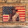 Vintage Western Cowboy Metal Tin Sign, American Flag Retro Wall Decor for Home Bar Office, 7.87x11.81 Inch