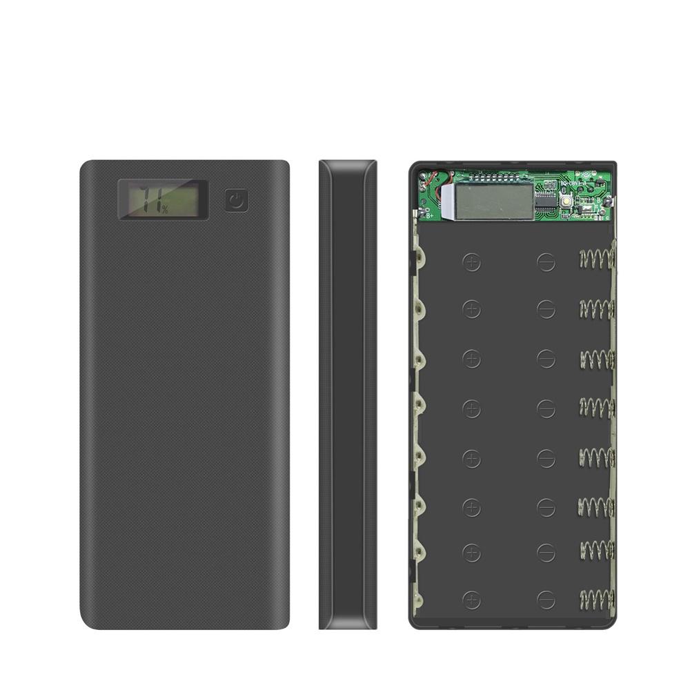 Battery Power Bank Shell Box LCD Display Dual USB For 8Pcs 18650 Batteries Case