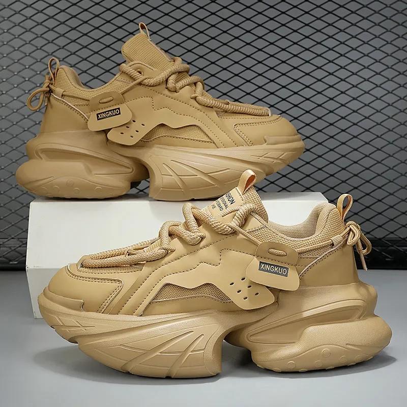 FashionChunky Sneakers Plus Size 45 Herren Designer Sportschuhe Mode Lässig Leder Stoff Atmungsaktiv Höhe Erhöhte Plateauschuhe