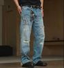 American Retro Graffiti Ripped Jeans Men's and Women's Summer Casual Washing Old Loose Straight Wide-leg Pants