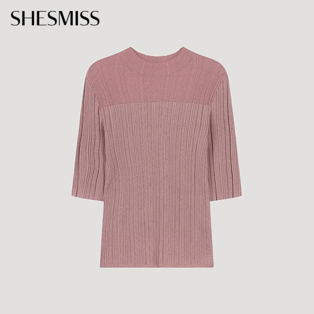 

She S miSS Ребристый трикотажный свитер с коротким рукавом SSkpoo32060 Pi Pink/55
