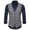 European & American Men's Retro Herringbone Wool Vest - British Style Single-Breasted Casual Waistcoat