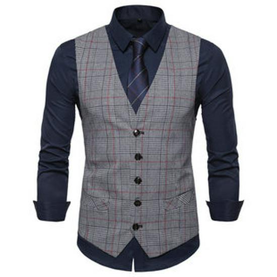 European & American Men's Retro Herringbone Wool Vest - British Style Single-Breasted Casual Waistcoat