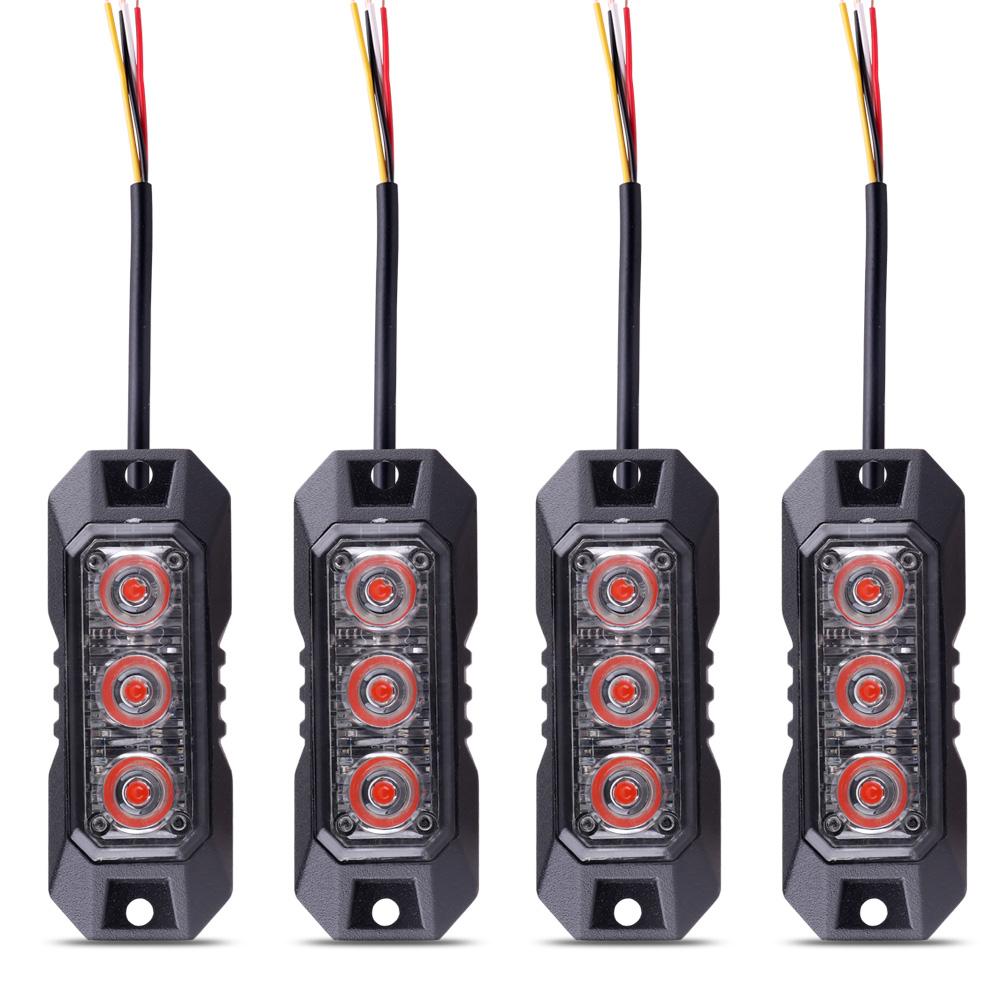 4 buc. Lumină de avertizare stroboscopică 3Led Grilă stroboscopică Bară luminoasă intermitentă pentru camion Lampă far pentru mașină Semafor 12V 24V Lumină pentru mașină