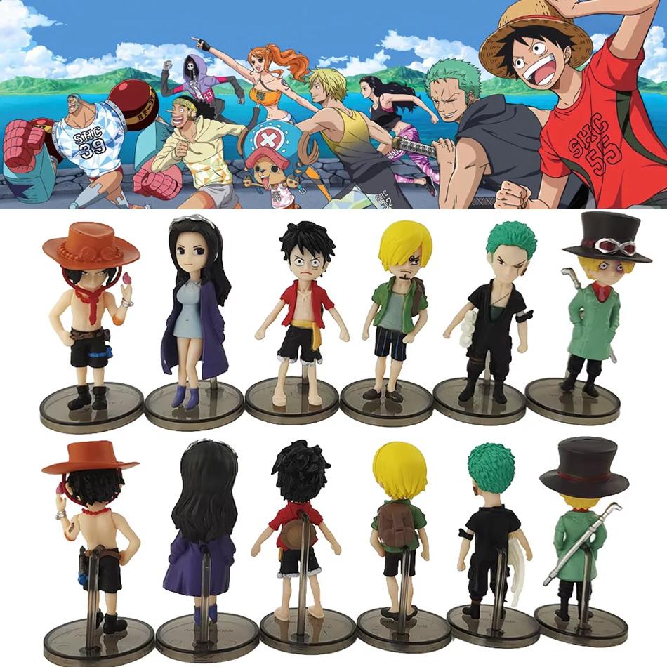 6pcs/set Anime One Piece Figures Action Model Dolls Figure Toys Cute Luffy Nami Zoro Collection Brinquedos Full Set PVC Kid Friendly Entertaining Fun