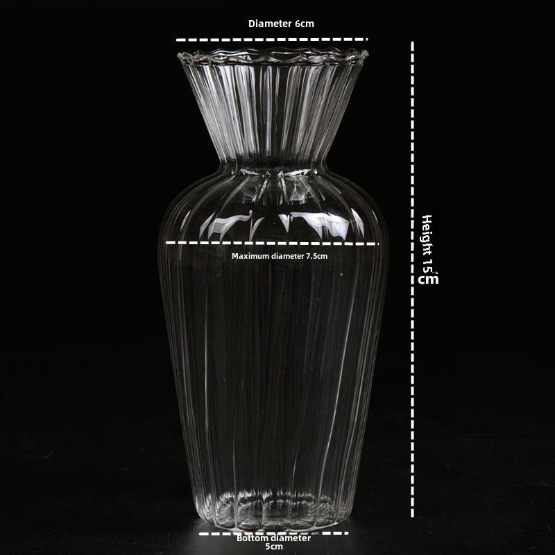 Striped Glass Vase for Dried Flowers - Stylish Table Decoration & Home Ornament