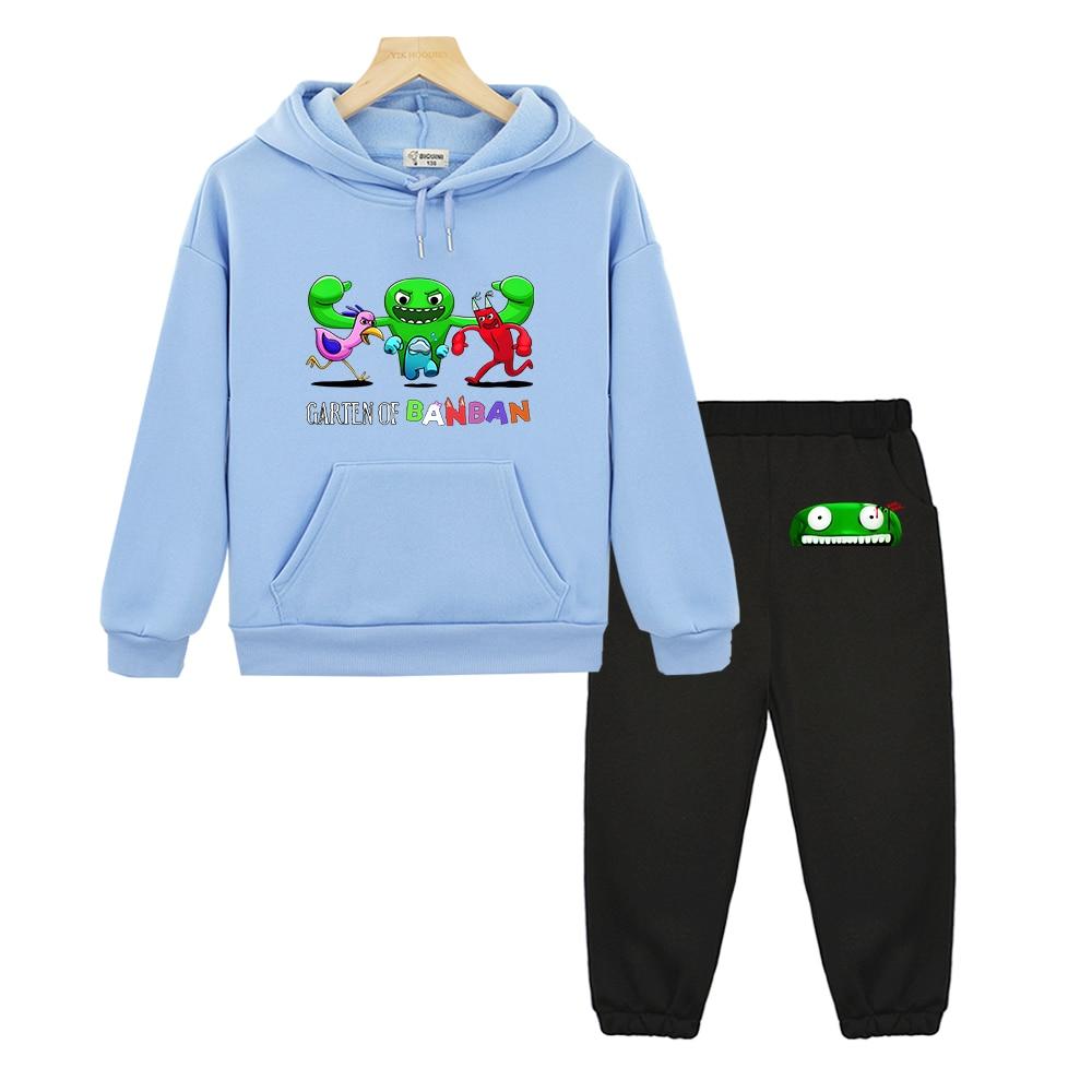 Game Garten of Banban Monster Print Hoodies Sets Casual Long Sleeve Baby Children Sweatshirts Soft Kawaii Cartoon Boys/Girls Tops Fleece Hoodie