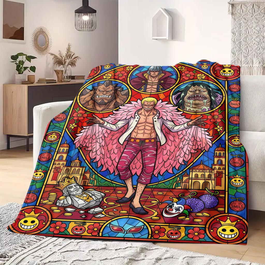OnePiece Anime Print Blanket Warm  Comfortable Flannel Blanket Suitable for Bedrooms, Sofas, Beds, Chairs, Picnics, Travel