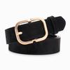 Vintage Gold Buckle Leather Belt For Women With Sanded Pu Material Casual Or Office Style