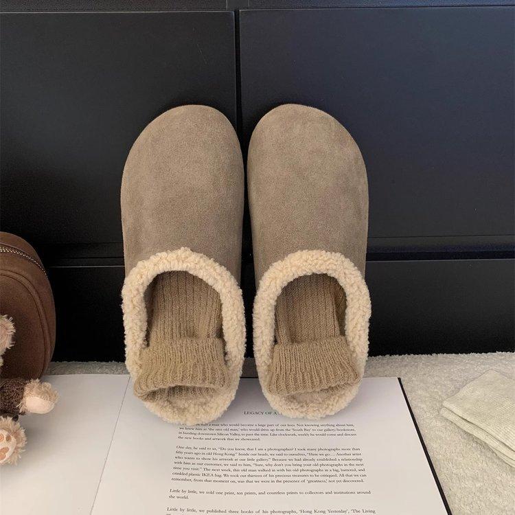[Yushilai] Wool small potatoes~ 2025 autumn and winter new velvet warm fashion outer wear Boken slippers women