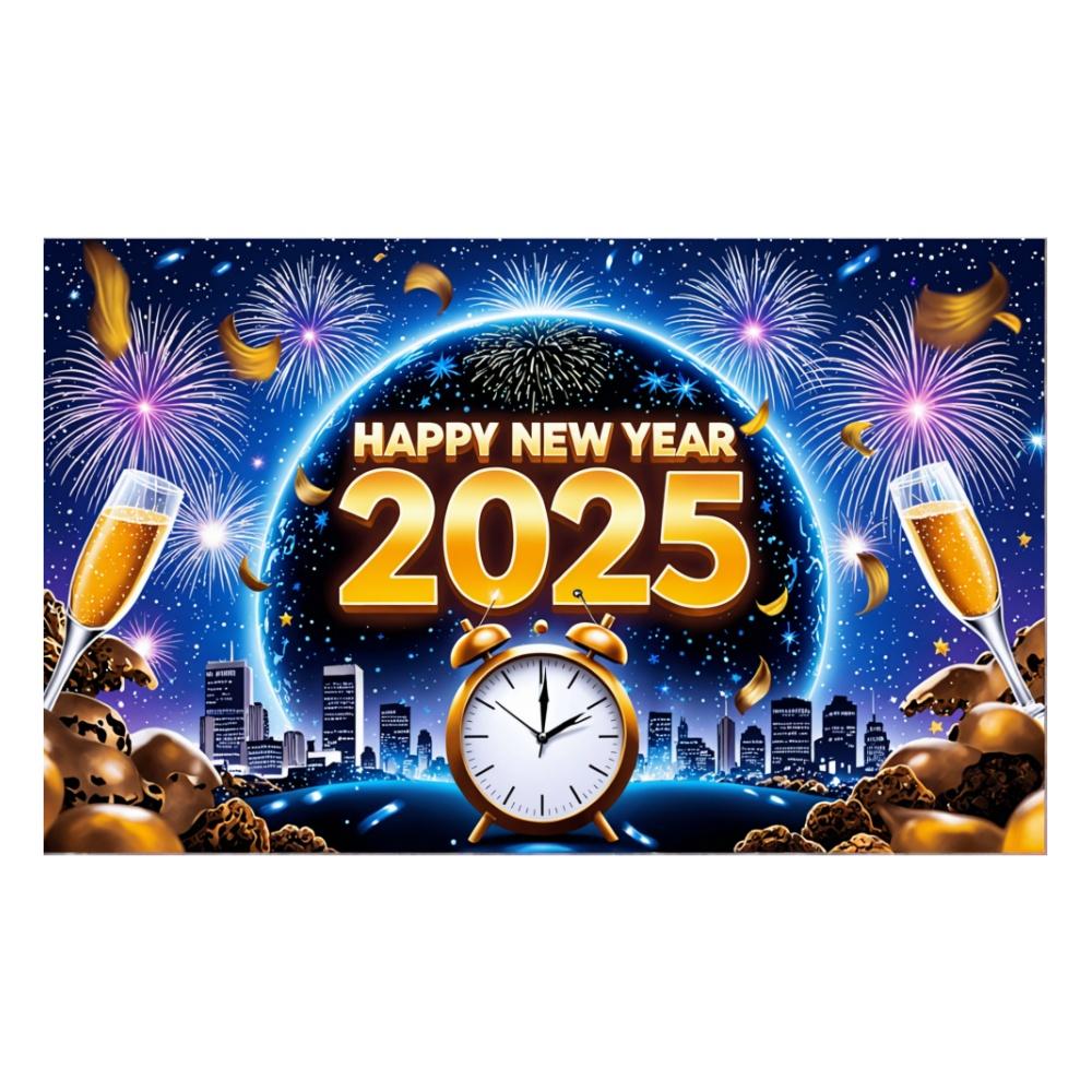 

2025 С Новым годом Красочный тематический фон для вечеринки Фейерверк Золотой воздушный шар Баннер Новогодняя домашняя вечеринка Фото Фон