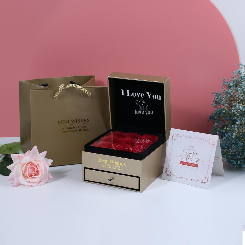 Exquisite Rose Soap Flower Jewelry & Storage Box: For Necklaces, Rings, Lipsticks