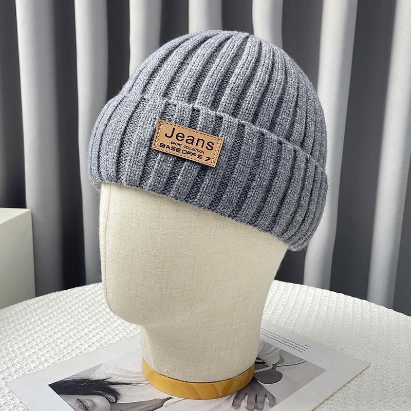 Wool Hat Women's Winter Korean Fashion Versatile Labeling Letter Knitted Hat Winter Thermal Ear Protector Cover Hat Men