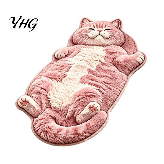 Washable Entryway Runner Sleeping Cat Rug, Ultra Absorbent Plush Bath Mat, Cute Kitty Kitchen Carpet Area Non-slip Door Mat for Bathroom Bedroom Home