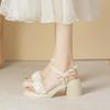 Sandals women's new summer French fashion word with fairy style sandals women's thick heels sandals high heels women