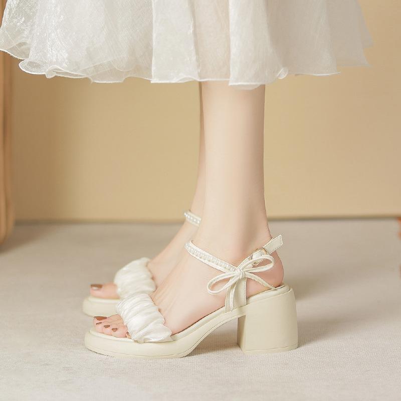 Sandals women's new summer French fashion word with fairy style sandals women's thick heels sandals high heels women