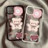 INS Korea Cartoon Bär Schleife Stoßfeste Handyhülle Für iPhone 11 15 14 Pro 13 12 Mini XR XS Max X 7 8 Plus Klare Harte Abdeckung