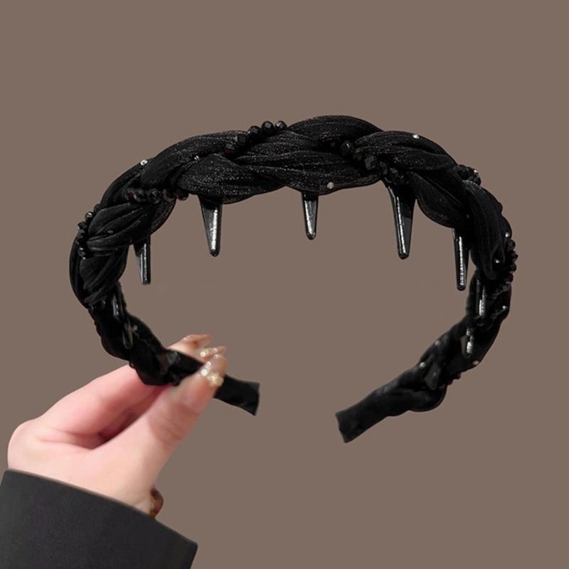 Rhinestoned Hairband For Women Toothcomb Design High Cranium Headdress Comfortable Hair Accessories Gift
