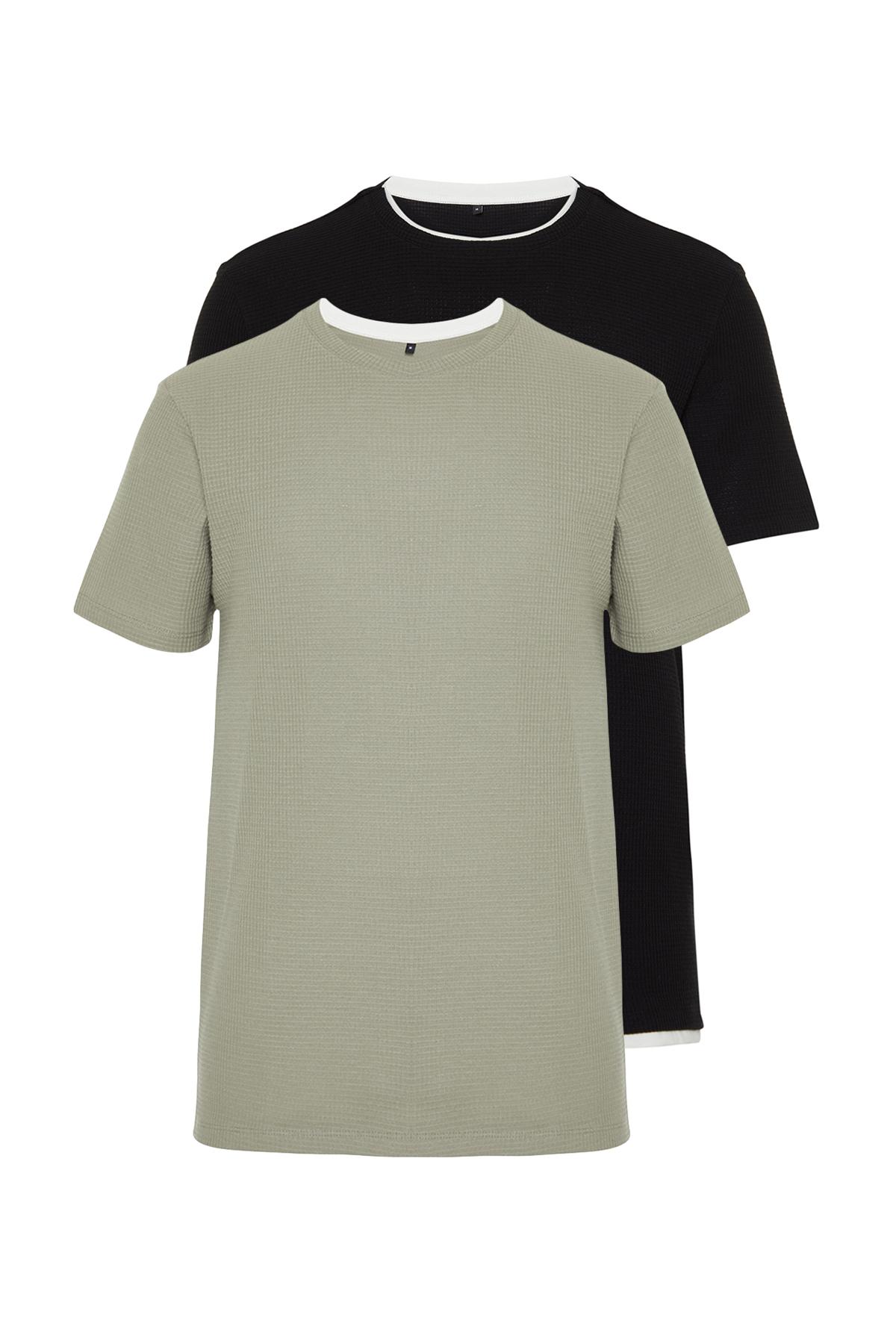 

Men s Fashion New T-Shirt Black-Mint Regular Normal Cut 2-Pack Textured 100% Cotton T-Shirt M