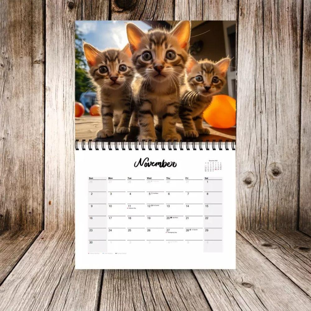 2025 Cat Calendar Paper Daily Organiser Calendar Gift Monthly Hanging Calendars