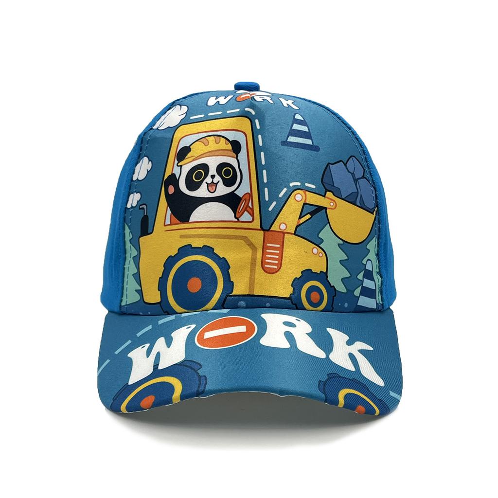 Construction Vehicle Excavator Cartoon Fire Truck Bulldozer Children's Baseball Cap Spring and Summer Cartoon Sun Hat
