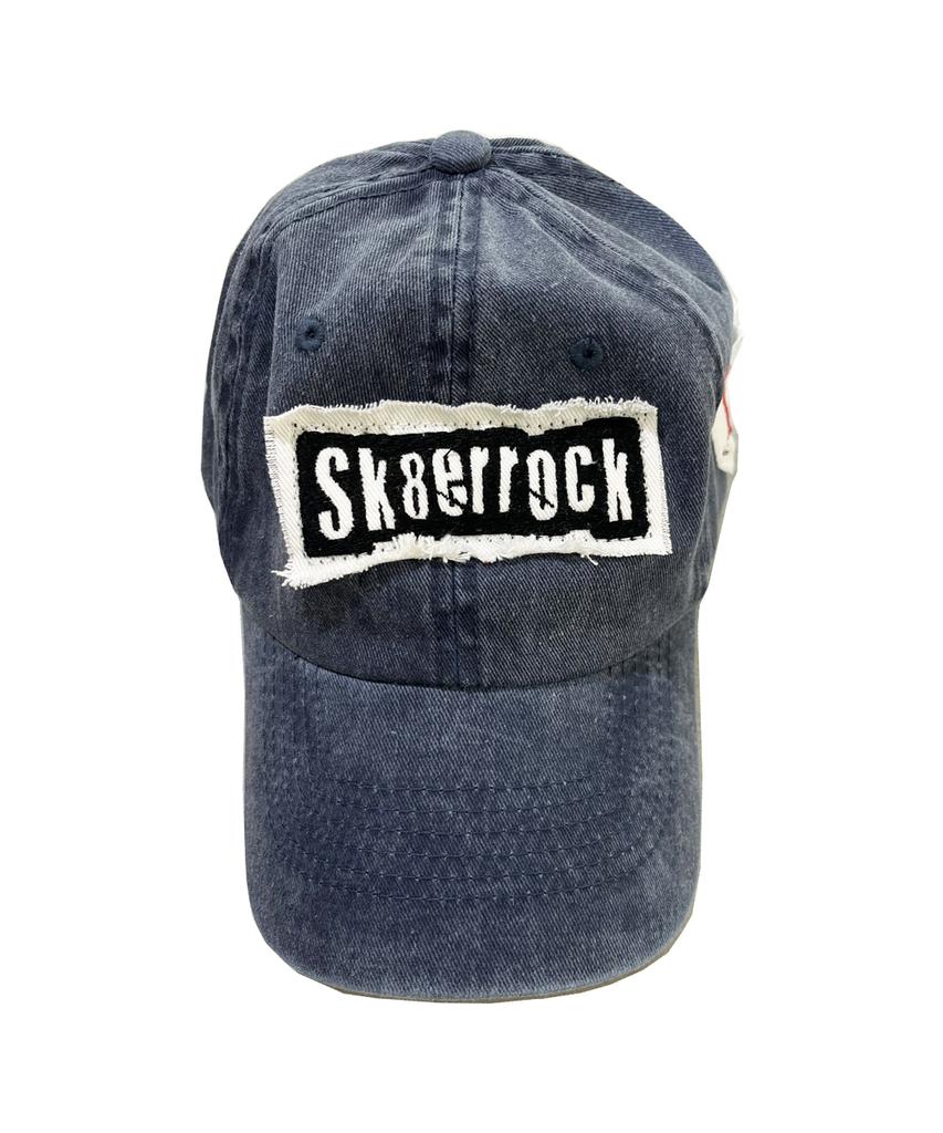 SK8ER ROCK Patchwork Pigmentwashing Ball Cap ((Navy))