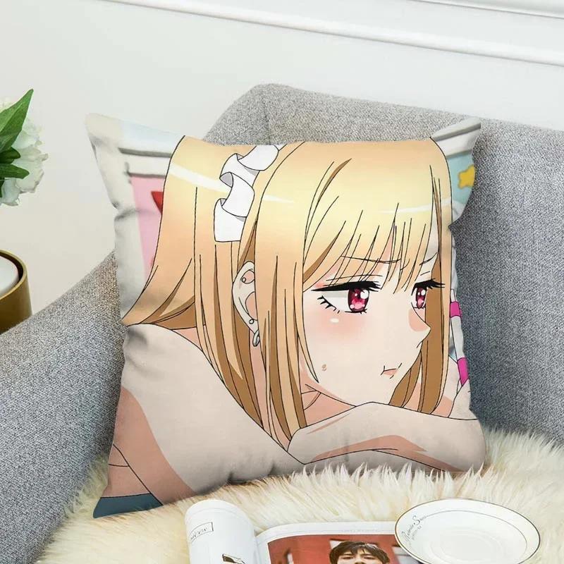 Pilow Cases Kitagawa Marin Couple Pillow Pillowcases 50X50 Decorative Pillows For Sofa Car Decoration Cushion Cover Luxury Anime
