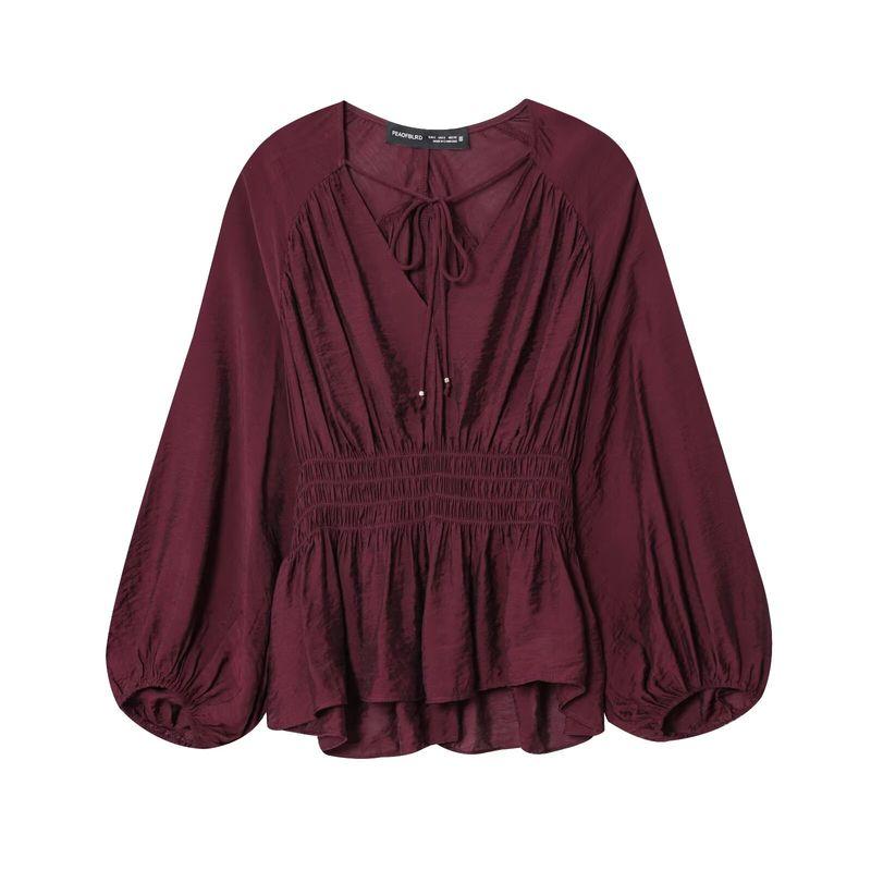 Araltay New Arrival Fashion Style Women's Clothing Fashion All-Match Minimalist Pure Color Ruched Shirt Tops 1300636