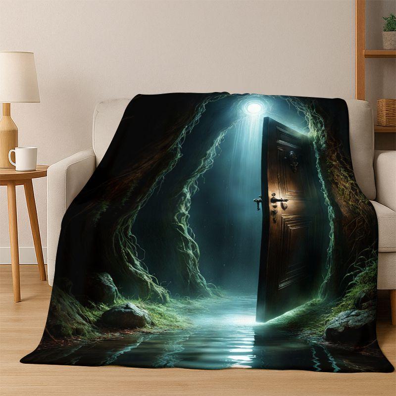 Mysteriöses magisches Tor Tür Cartoon Flanell Decke Weiche warme Überwurfdecke für Schlafzimmer Wohnzimmer Bett Reise Camping Picknick Kind