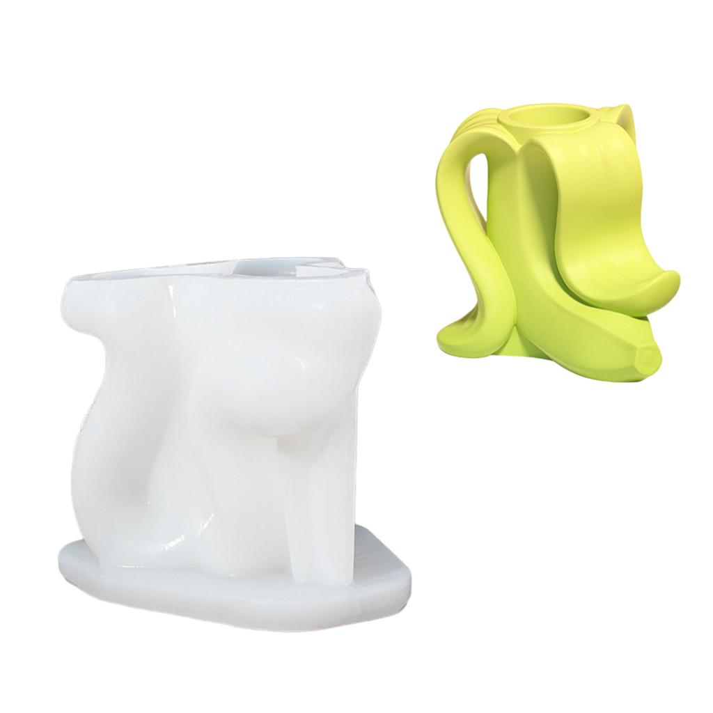 Gypsum Candlestick Silicone Mold Handmade Candle Base Mould Decorative Banana Shape Home Decoration Making Mould