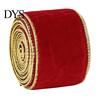 Wide Ribbon for Wreaths Velvet Christmas Ribbon, 2.5 x 78 Inch Wired with Gold Edges Red Green Gift Wrapping, Bow Making, DIY Crafts, Garland, Wreath,